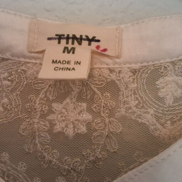 Anthropologie Timy Amarante Embroidered Shirt Dress W/ Metallic Gold Lace & Pear - Picture 8 of 11